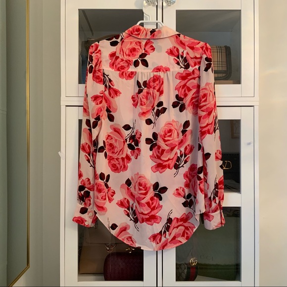 Kate Spade Live Colourfully Blouse Pink Floral Pattern Size M - Picture 7 of 8